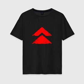 Женская футболка хлопок Oversize с принтом Ghost of Tsushima Red Logo (Z) в Санкт-Петербурге, 100% хлопок | свободный крой, круглый ворот, спущенный рукав, длина до линии бедер
 | game | ghost of tsushima | jin sakai | samurai | дзин сакай | игра | призрак цусимы | самурай
