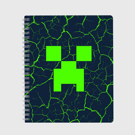 Тетрадь с принтом MINECRAFT МАЙНКРАФТ в Санкт-Петербурге, 100% бумага | 48 листов, плотность листов — 60 г/м2, плотность картонной обложки — 250 г/м2. Листы скреплены сбоку удобной пружинной спиралью. Уголки страниц и обложки скругленные. Цвет линий — светло-серый
 | craft | creeper | dungeons | game | games | logo | mine | minecraft | miner | rhfan | vfqy | vfqyrhfan | zombie | данжен | зомби | игра | игры | крафт | крипер | лого | логотип | майкрафт | майн | майнкрафт | символ | скфае | ьшту | ьштускфае