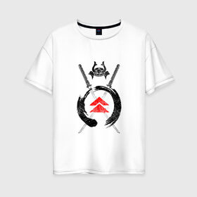 Женская футболка хлопок Oversize с принтом Ghost of Tsushima (Z) в Санкт-Петербурге, 100% хлопок | свободный крой, круглый ворот, спущенный рукав, длина до линии бедер
 | game | ghost of tsushima | jin sakai | samurai | дзин сакай | игра | призрак цусимы | самурай