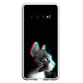 Чехол для Samsung Galaxy S10 с принтом Glitch Cat в Санкт-Петербурге, Силикон | Область печати: задняя сторона чехла, без боковых панелей | Тематика изображения на принте: glitch | glitch cat | rgb | глитч | глич | катята | кошак | кошка | ретро кошки