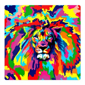 Магнитный плакат 3Х3 с принтом Лев Artistic Art в Санкт-Петербурге, Полимерный материал с магнитным слоем | 9 деталей размером 9*9 см | king | lion | neon | африка | голова | граффити | грива | дикий | животные | зверь | зодиак | картина | король | краски | красочный | лев | львенок | львиное | львица | неон | неоновые | радуга | радужный | рисунок