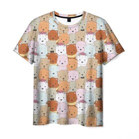 Мужская футболка 3D с принтом МИШКИ в Санкт-Петербурге, 100% полиэфир | прямой крой, круглый вырез горловины, длина до линии бедер | девушкам | детская | детям | женская | животные | медведи | медведь | медвежата | медвежатки | милота | милый | мишка | мишки | паттерн
