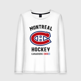 Женский лонгслив хлопок с принтом MONTREAL CANADIENS в Санкт-Петербурге, 100% хлопок |  | canadiens | hockey | montreal | nhl | sport | usa | канада | клюшки | монреаль | нхл | спорт | хоккей | шайбу