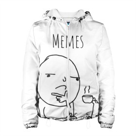 Женская куртка 3D с принтом Memes в Санкт-Петербурге, ткань верха — 100% полиэстер, подклад — флис | прямой крой, подол и капюшон оформлены резинкой с фиксаторами, два кармана без застежек по бокам, один большой потайной карман на груди. Карман на груди застегивается на липучку | meme | memes | мем | мемасики | мемасы | мемы