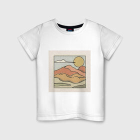 Детская футболка хлопок с принтом Пейзаж в Санкт-Петербурге, 100% хлопок | круглый вырез горловины, полуприлегающий силуэт, длина до линии бедер | абстракция | закат | минимализм | пейзаж | ретро
