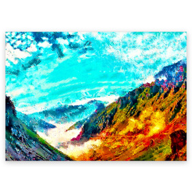 Поздравительная открытка с принтом Японские горы в Санкт-Петербурге, 100% бумага | плотность бумаги 280 г/м2, матовая, на обратной стороне линовка и место для марки
 | Тематика изображения на принте: art | japan | summer | азия | акварель | восток | восход | горы | деревья | искусство | картина | краски | красочный | лес | летние | лето | мазки | небесный | облака | пейзаж | природа | разноцветные | рассвет