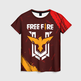 Женская футболка 3D с принтом FREE FIRE / ФРИ ФАЕР в Санкт-Петербурге, 100% полиэфир ( синтетическое хлопкоподобное полотно) | прямой крой, круглый вырез горловины, длина до линии бедер | afth | ahb | ahbafth | fire | fps | free | freefire | garena | logo | master | mobile | online | акуу | акууашку | ашку | гарена | игра | игры | лого | логотип | логотипы | мастер | мобильная | нож | онлайн | символ | символы | фаер | фире | фпс 