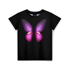 Детская футболка 3D с принтом Butterfly в Санкт-Петербурге, 100% гипоаллергенный полиэфир | прямой крой, круглый вырез горловины, длина до линии бедер, чуть спущенное плечо, ткань немного тянется | butterfly | арт | бабочка | крылья | насекомые | фауна