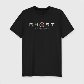 Мужская футболка хлопок Slim с принтом Ghost of Tsushima в Санкт-Петербурге, 92% хлопок, 8% лайкра | приталенный силуэт, круглый вырез ворота, длина до линии бедра, короткий рукав | ghost | ghost of tsushima | tsishima | призрак | призрак цусимы | цусима
