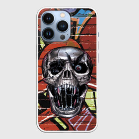 Чехол для iPhone 13 Pro с принтом Horror в Санкт-Петербурге,  |  | bat | eye | fangs | fear | graffiti | grin | halloween | horror | jaw | saliva | skull | teeth | wall | глаз | граффити | зубы | клыки | летучая мышь | оскал | пасть | слюна | стена | ужас | хэллоуин | череп