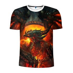 Мужская футболка 3D спортивная с принтом Огненный Дракон в Санкт-Петербурге, 100% полиэстер с улучшенными характеристиками | приталенный силуэт, круглая горловина, широкие плечи, сужается к линии бедра | Тематика изображения на принте: drag | dragon | арт | динамическое | динозавр | дракон | красивое | фантастика