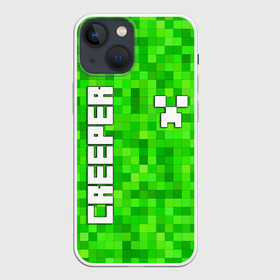 Чехол для iPhone 13 mini с принтом MINECRAFT CREEPER в Санкт-Петербурге,  |  | creeper | game | minecraft | блоки | игра | квадраты | компьютерная | крипер | криппер | майнкрафт | огонь