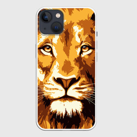 Чехол для iPhone 13 с принтом Взгляд льва в Санкт-Петербурге,  |  | арт | грива | деко | жедтая | животные | закат | зверей | золото | кошка | лев | лето | львенок | неоновая | очки | пляж | прайд | разноцветная | солнце | тигр | узоры | царь | яркие