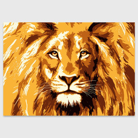 Поздравительная открытка с принтом Взгляд льва в Санкт-Петербурге, 100% бумага | плотность бумаги 280 г/м2, матовая, на обратной стороне линовка и место для марки
 | арт | грива | деко | жедтая | животные | закат | зверей | золото | кошка | лев | лето | львенок | неоновая | очки | пляж | прайд | разноцветная | солнце | тигр | узоры | царь | яркие