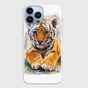 Чехол для iPhone 13 Pro Max с принтом Tiger Art в Санкт-Петербурге,  |  | Тематика изображения на принте: art | blue | dinamic picture | lion | tiger | white | арт | животные | картинка | лев | рисунок | тигр