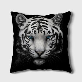 Подушка 3D с принтом Белый Тигр в Санкт-Петербурге, наволочка – 100% полиэстер, наполнитель – холлофайбер (легкий наполнитель, не вызывает аллергию). | состоит из подушки и наволочки. Наволочка на молнии, легко снимается для стирки | tiger | животное | тигр | тигрица | чернобелый