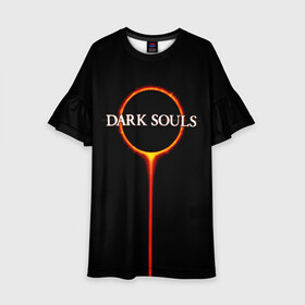 Детское платье 3D с принтом Dark Souls в Санкт-Петербурге, 100% полиэстер | прямой силуэт, чуть расширенный к низу. Круглая горловина, на рукавах — воланы | black sun | bonfire | dark souls | dark souls 3 | dark souls logo | ds 3 | game | souls | sun | you died | дарк соулз | дарк соулс | дарк соулс лого | дс 3 | затмение | игра | солнечное затмение | солнце | темная душа | темные души | черное
