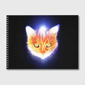 Альбом для рисования с принтом Сеяющий кот в Санкт-Петербурге, 100% бумага
 | матовая бумага, плотность 200 мг. | звёзды | кот | сеяние | чёрный фон