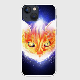 Чехол для iPhone 13 mini с принтом Сеяющий кот в Санкт-Петербурге,  |  | звёзды | кот | сеяние | чёрный фон