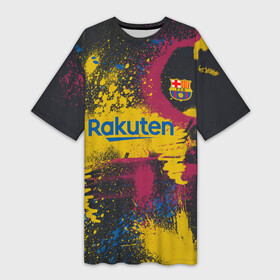 Платье-футболка 3D с принтом FC Barcelona | La Liga pre match shirt (2021) в Санкт-Петербурге,  |  | 0x000000123 | barca | barcelona | fcb | messi | барса | барселона | месси | фкб