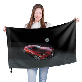 Флаг 3D с принтом Alfa Romeo в Санкт-Петербурге, 100% полиэстер | плотность ткани — 95 г/м2, размер — 67 х 109 см. Принт наносится с одной стороны | alfa romeo | car | italy | motorsport | prestige | автоспорт | альфа ромео | италия | престиж