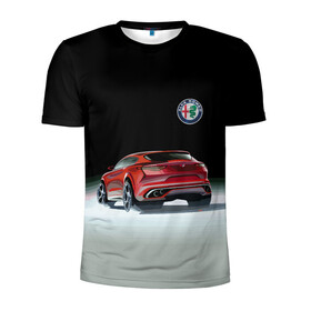 Мужская футболка 3D спортивная с принтом Alfa Romeo в Санкт-Петербурге, 100% полиэстер с улучшенными характеристиками | приталенный силуэт, круглая горловина, широкие плечи, сужается к линии бедра | alfa romeo | car | italy | motorsport | prestige | автоспорт | альфа ромео | италия | престиж