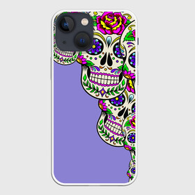 Чехол для iPhone 13 mini с принтом Calavera 2 в Санкт-Петербурге,  |  | color | краски | мексиканский | череп