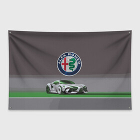 Флаг-баннер с принтом Alfa Romeo motorsport в Санкт-Петербурге, 100% полиэстер | размер 67 х 109 см, плотность ткани — 95 г/м2; по краям флага есть четыре люверса для крепления | alfa romeo | car | italy | motorsport | prestige | автоспорт | альфа ромео | италия | престиж