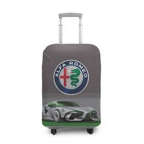 Чехол для чемодана 3D с принтом Alfa Romeo motorsport в Санкт-Петербурге, 86% полиэфир, 14% спандекс | двустороннее нанесение принта, прорези для ручек и колес | alfa romeo | car | italy | motorsport | prestige | автоспорт | альфа ромео | италия | престиж
