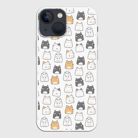 Чехол для iPhone 13 mini с принтом Толстые котики в Санкт-Петербурге,  |  | Тематика изображения на принте: cute | japan | japanese | k pop | kawaii | korea | korean | детские | забавные | к поп | кавайные | кей поп | корейские | котики | коты | котята | котятки | кошки | милые | прикольные | пухленькие | пухлые | смешные | счастливые