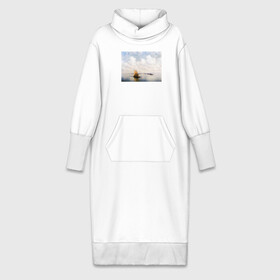 Платье удлиненное хлопок с принтом картина Айвазовского в Санкт-Петербурге,  |  | айвазовский | корабль | море | облака | рисунок