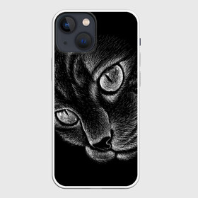 Чехол для iPhone 13 mini с принтом Волшебный кот в Санкт-Петербурге,  |  | black | cat | eyes | kitten | kitty | pussy | pussycat | взгляд | глаз | глаза | кот | кота | котенок | коты | котят | котята | котячьи | кошачьи | кошка | кошки | мордочка | нос | носик | с котом | усатый | усики | усища | усищи | че