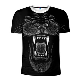 Мужская футболка 3D спортивная с принтом Черная пантера в Санкт-Петербурге, 100% полиэстер с улучшенными характеристиками | приталенный силуэт, круглая горловина, широкие плечи, сужается к линии бедра | Тематика изображения на принте: big | black | cat | danger | jungle | king | leopard | panter | panther | picture | большая | большой | джунглей | джунгли | зубы | король | кот | кошка | леопард | мелками | опасная | опасный | охотник | пантера | пасть | рисунок | хищник | 