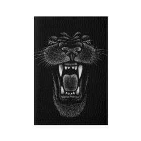 Обложка для паспорта матовая кожа с принтом Черная пантера в Санкт-Петербурге, натуральная матовая кожа | размер 19,3 х 13,7 см; прозрачные пластиковые крепления | big | black | cat | danger | jungle | king | leopard | panter | panther | picture | большая | большой | джунглей | джунгли | зубы | король | кот | кошка | леопард | мелками | опасная | опасный | охотник | пантера | пасть | рисунок | хищник | 