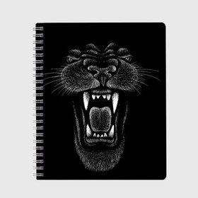 Тетрадь с принтом Черная пантера в Санкт-Петербурге, 100% бумага | 48 листов, плотность листов — 60 г/м2, плотность картонной обложки — 250 г/м2. Листы скреплены сбоку удобной пружинной спиралью. Уголки страниц и обложки скругленные. Цвет линий — светло-серый
 | Тематика изображения на принте: big | black | cat | danger | jungle | king | leopard | panter | panther | picture | большая | большой | джунглей | джунгли | зубы | король | кот | кошка | леопард | мелками | опасная | опасный | охотник | пантера | пасть | рисунок | хищник | 