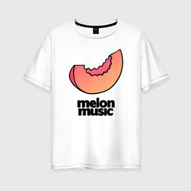 Женская футболка хлопок Oversize с принтом MELON MUSIC в Санкт-Петербурге, 100% хлопок | свободный крой, круглый ворот, спущенный рукав, длина до линии бедер
 | mayot | melon | music | seemee | yungway | вэй | дыни | майот | мелон | мьюзик | сими | янг | янгвэй