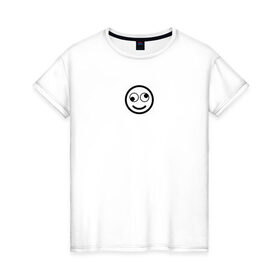 Женская футболка хлопок с принтом SMILE в Санкт-Петербурге, 100% хлопок | прямой крой, круглый вырез горловины, длина до линии бедер, слегка спущенное плечо | майка | майка смайлик | смайл | смайлик | топ