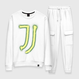 Женский костюм хлопок с принтом Juventus | Spray logo (2021) в Санкт-Петербурге, 100% хлопок | на свитшоте круглая горловина, мягкая резинка по низу. Брюки заужены к низу, на них два вида карманов: два 