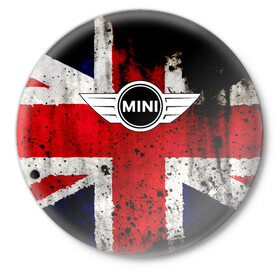 Значок с принтом Mini Cooper в Санкт-Петербурге,  металл | круглая форма, металлическая застежка в виде булавки | bmw | mini | mini cooper | авто | англия | бмв | британия | великобритания | машина | мини | мини купер | тачка