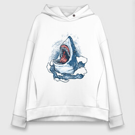 Женское худи Oversize хлопок с принтом Злая акула в Санкт-Петербурге, френч-терри — 70% хлопок, 30% полиэстер. Мягкий теплый начес внутри —100% хлопок | боковые карманы, эластичные манжеты и нижняя кромка, капюшон на магнитной кнопке | angry | big | evil | jaws | predator | scary | shark | storm | wave | waves | white | акула | акулы | белая | большая | волна | волны | выпрыгивает | злая | зубы | из воды | море | океан | охотник | пасть | плотоядная | рот | страшная | хищни