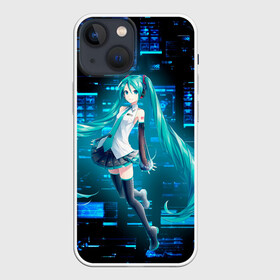 Чехол для iPhone 13 mini с принтом Miku в матрице в Санкт-Петербурге,  |  | anime | girl | hatsune | miku | system | vocaloid | vr | аниме | взлом | виртуальная | вокалойд | волосы | девушка | длинные | косички | манга | мику | певица | помехи | системы | хатсуне | хатцуне | хацунэ