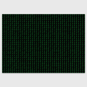 Поздравительная открытка с принтом Бинарный код в Санкт-Петербурге, 100% бумага | плотность бумаги 280 г/м2, матовая, на обратной стороне линовка и место для марки
 | 1 и 0 | binary | computer | green | matrix | programming | stream | streaming | system | бинарный | буквы | двоичная | двоичный | единицы | зеленые | код | кода | компьютерный | матрица | нули | поток | программирование | символы