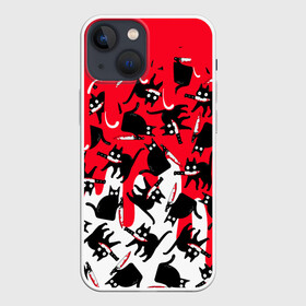 Чехол для iPhone 13 mini с принтом WHAT CAT в Санкт-Петербурге,  |  | art | black | black cat | cat | dark | dark cat | what | what cat | what mem | арт | вопрос | интернет мем | кот | кот арт | кот мем | кошачье лицо | кошачья мордочка | мем | нож | прикол | прикольный кот | убица | чёрный | чёрный кот