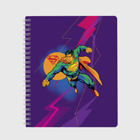 Тетрадь с принтом Superman в Санкт-Петербурге, 100% бумага | 48 листов, плотность листов — 60 г/м2, плотность картонной обложки — 250 г/м2. Листы скреплены сбоку удобной пружинной спиралью. Уголки страниц и обложки скругленные. Цвет линий — светло-серый
 | Тематика изображения на принте: man | steel | superman | vdzajul | супермен | супермэн