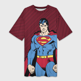 Платье-футболка 3D с принтом I am your Superman в Санкт-Петербурге,  |  | man | steel | superman | vdzajul | супермен | супермэн