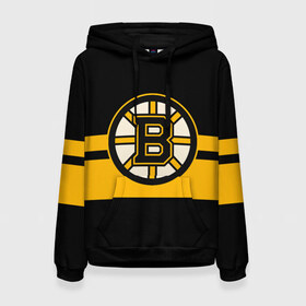 Женская толстовка 3D с принтом BOSTON BRUINS NHL в Санкт-Петербурге, 100% полиэстер  | двухслойный капюшон со шнурком для регулировки, мягкие манжеты на рукавах и по низу толстовки, спереди карман-кенгуру с мягким внутренним слоем. | black | boston | bruins | hockey | ice | logo | nhl | sport | usa | бостон | брюинз | логотип | нхл | спорт | хоккей