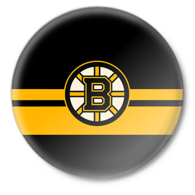 Значок с принтом BOSTON BRUINS NHL в Санкт-Петербурге,  металл | круглая форма, металлическая застежка в виде булавки | Тематика изображения на принте: black | boston | bruins | hockey | ice | logo | nhl | sport | usa | бостон | брюинз | логотип | нхл | спорт | хоккей