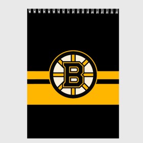 Скетчбук с принтом BOSTON BRUINS NHL в Санкт-Петербурге, 100% бумага
 | 48 листов, плотность листов — 100 г/м2, плотность картонной обложки — 250 г/м2. Листы скреплены сверху удобной пружинной спиралью | black | boston | bruins | hockey | ice | logo | nhl | sport | usa | бостон | брюинз | логотип | нхл | спорт | хоккей