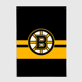 Постер с принтом BOSTON BRUINS NHL в Санкт-Петербурге, 100% бумага
 | бумага, плотность 150 мг. Матовая, но за счет высокого коэффициента гладкости имеет небольшой блеск и дает на свету блики, но в отличии от глянцевой бумаги не покрыта лаком | Тематика изображения на принте: black | boston | bruins | hockey | ice | logo | nhl | sport | usa | бостон | брюинз | логотип | нхл | спорт | хоккей