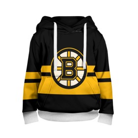 Детская толстовка 3D с принтом BOSTON BRUINS NHL в Санкт-Петербурге, 100% полиэстер | двухслойный капюшон со шнурком для регулировки, мягкие манжеты на рукавах и по низу толстовки, спереди карман-кенгуру с мягким внутренним слоем | black | boston | bruins | hockey | ice | logo | nhl | sport | usa | бостон | брюинз | логотип | нхл | спорт | хоккей